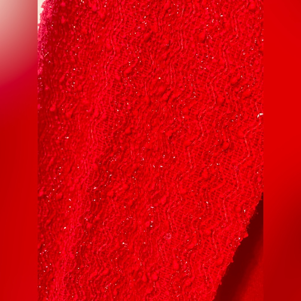 Nanette Lepore Vibrant Red Knit Top with Sequin Sleeves Holiday Party Size M - Picture 7 of 7